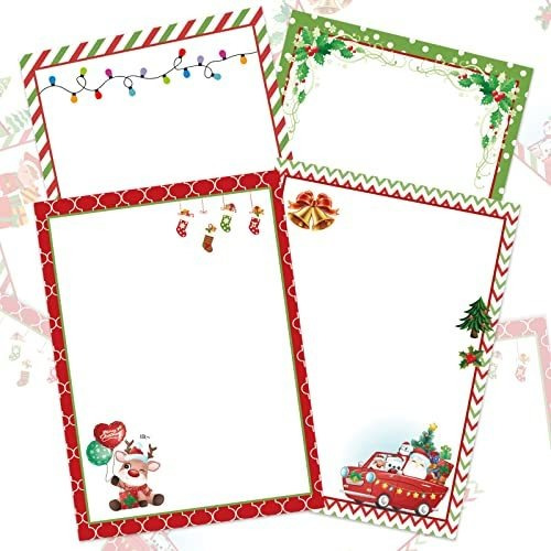 Cartas De Papel Para Santa Clause 4 Diseños Pack De 60 Pcs