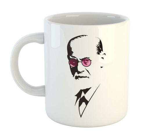 Taza De Ceramica Psicologia Freud Con Gafas Rosas Psicologo