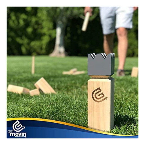 Imagen 4 de 5 de Getmovin Sports Kubb Juego De Madera De Caucho Premium, Ajed