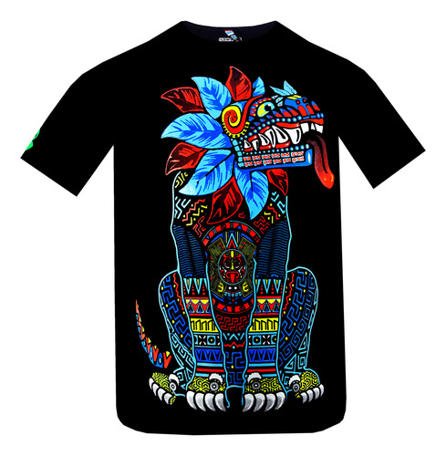 Playera Perro Azul Azteca Fluorescente Neón Con Luz Negra