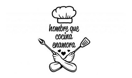 Vinilo Decorativo Pared Frase Hogar Hombre Que Cocina Enamor