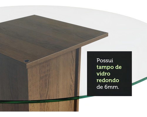 Sala Jantar Madesa Ana Mesa Tampo Vidro Redond 4 Cadeiras Rp Cor Rustic/Preto MDJA0401197KPT