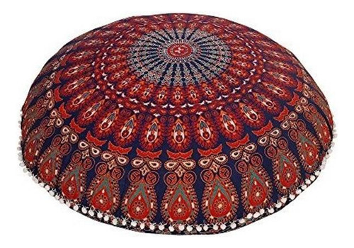 Hemsi-77 32 Pulgadas Redondo Mandala Almohada Para El Piso 