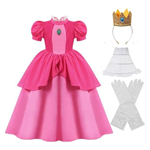 Vestido De Princesa Peach Niñas, Disfraz De Princesa P...