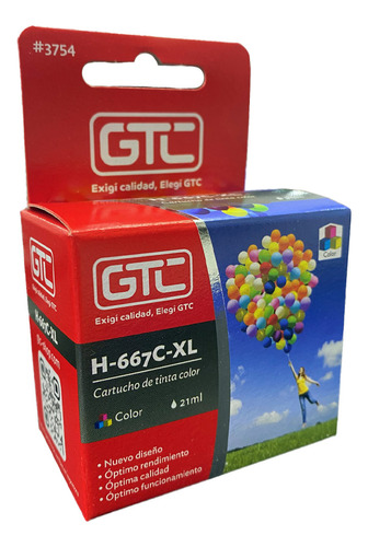 Cartucho De Impresora 667 Xl Color Gtc Compatible Hp 21ml