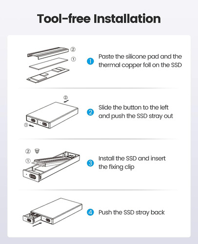 Orico Carcasa Dual-bay Nvme M.2 Ssd Aluminio Usb3.2 Gen...