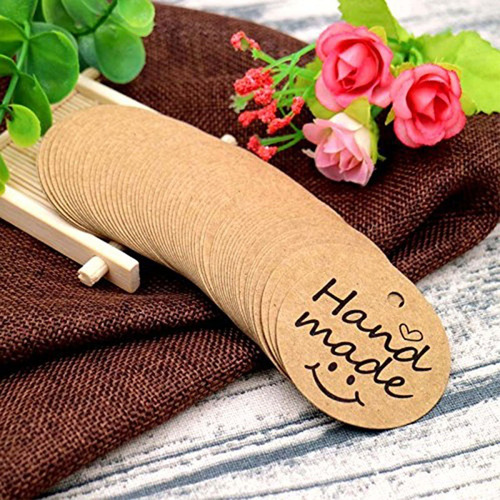 Etiqueta De Papel Kraft, Fio Redondo De Juta Natural De 3 Cm