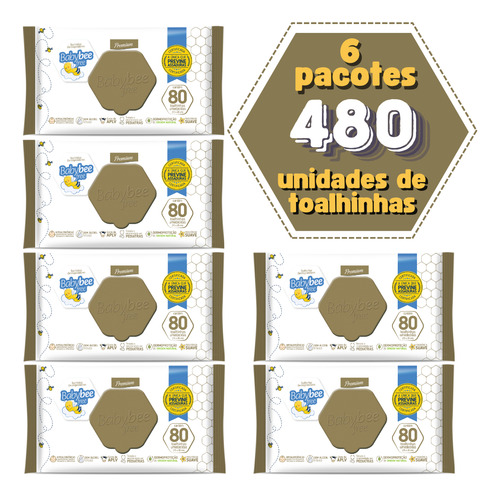 Kit Toalhinhas Umedecidas - 6 Pacotes Com 80 Unidades Cada