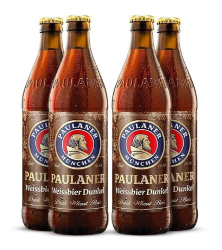 Pack 4 Cervejas Paulaner Hefe-weiss 500ml Dunkel