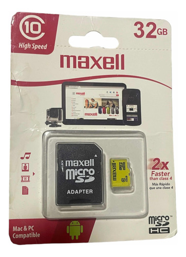 Memoria Micro Sd 32gb Maxell Alta Velocidad Con Adaptador