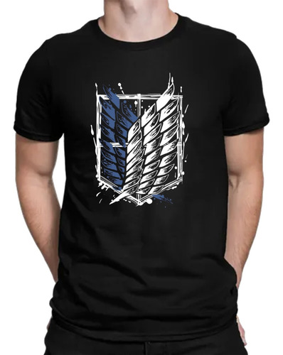 Attack On Titan Camiseta Negra Algodon Hombre Manga Corta