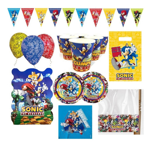 Pack Cumpleaños Sonic X 12 Cotillón Activarte