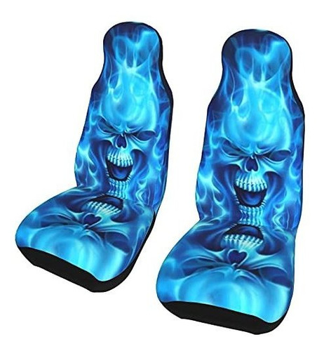 Aohanan Skull Blue Fire Seat Cover Full Set Para 7rwxe