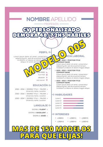 Cv Curriculum Personalizado Profesional + Carta -modelo 005-