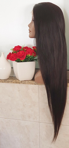 Peruca Lace Front Wig 4x4 Cabelo Total Humano 80cm 30 Inche