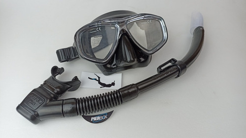 Kit Máscara Mergulho All Black Silicone - Snorkel C Válvula 