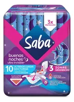 Comprar Toallas Femeninas Saba Ultra Invisible Buenas Noches Ultradelgada con Alas 10 Toallas