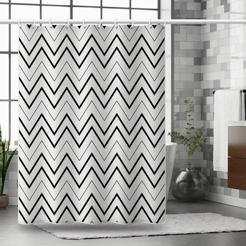 Cortina De Baño Ondulada Triangular Negra, 180 * 180cm
