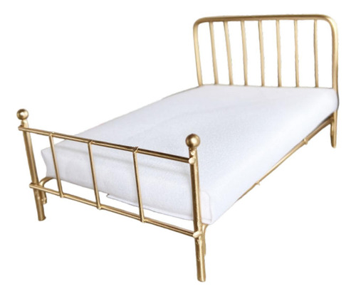 Cama Para Casa De Muñecas A Escala 1/12, Muebles Para Oro