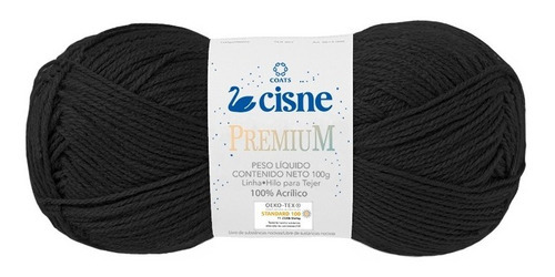 Lã Fio Cisne Premium 100g - Tricô Crochê  -  1 Unidade Cor 0000n - Preto