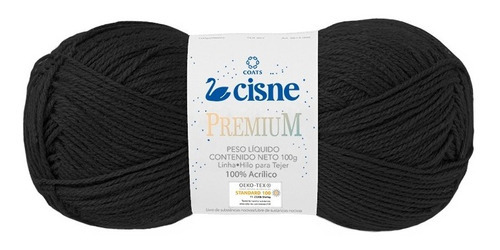 Lã Fio Cisne Premium 100g - Tricô Crochê - 1 Unidade Cor 0000n - Preto