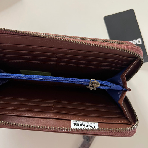 Billetera Desigual Monedero, Tarjetero Y Portacelu O Llaves. Azul Acero Floreado