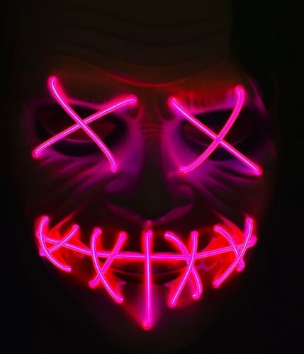 Imagen 2 de 3 de Mascara Guason Jocker Halloween Led Luz Neon