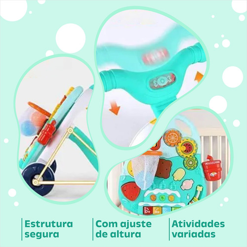 Andador Para Bebê Compacto 2 Em 1 Com Cesta E Com Brinquedos