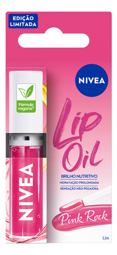 NIVEA Lip Oil Gloss Labial Brilho Nutritivo Pink Rock 5,5ml - Hidratação prolongada e sensação não oleosa