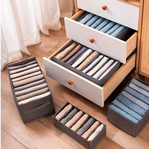 Kit 10 Caixa Organizadora De Roupa Grande Com 7 Divisoria