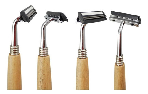 Imagen 5 de 5 de Rastrillo Bambu Acero Inoxidable Ecologica Con Repuestos
