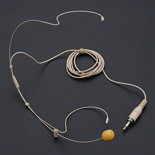 Auriculares Ajustables De Color Beige Con Condensador Y Micr