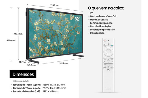 Smart Tv 32'' Qled Full Hd The Frame 32ls03bb Samsung Bivolt