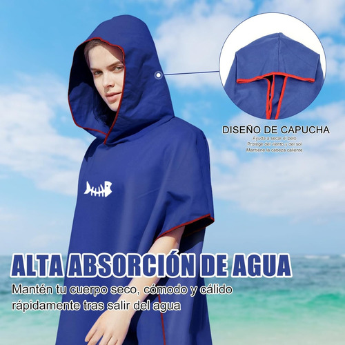 Poncho Microfibra Con Capucha Para Natación Y Surf