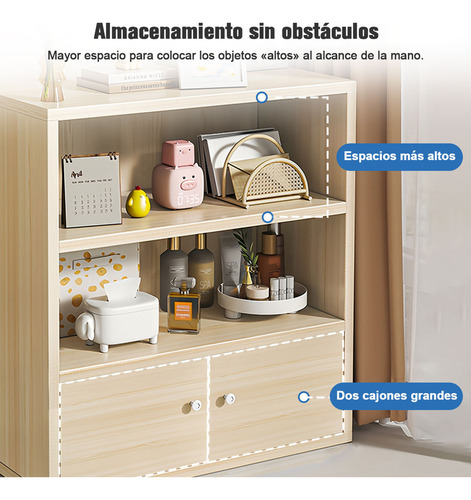 Librero Moderno Madera Roble Blanco 60cm Organizer Repisas Roble