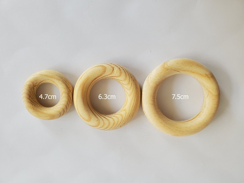 Imagen 2 de 3 de 5 Aros De Madera Para Macetero De Macrame 4.7 Cm