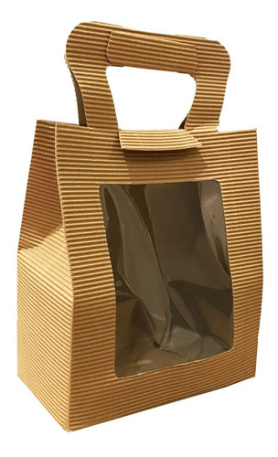 10 Cajas Cartón Microcorrugado Visor Souvenir Bolsa 18x10x20