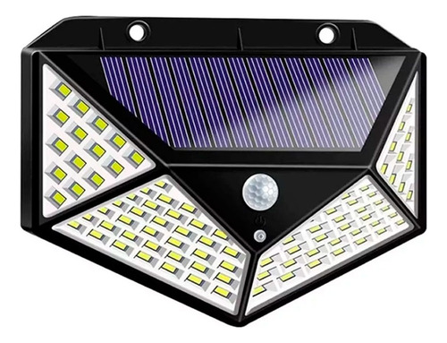 Reflector Luz Led Panel Solar 3 Funciones Sensor Movimiento Negro Blanco Frío