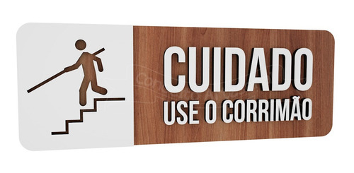 Imagem 1 de 4 de Plaquinha De Sinalização Cuidado Use O Corrimão Restaurante