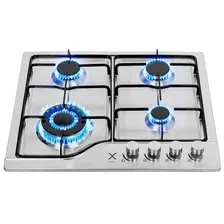 Parrilla Estufa Empotrable 4 Quemadores Gas De Flama Regulable Acero Inoxidable Color Plateado