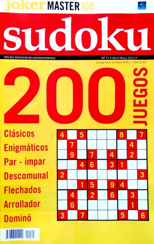 Sudoku Joker Master 100 N° 71 - 200 Juegos