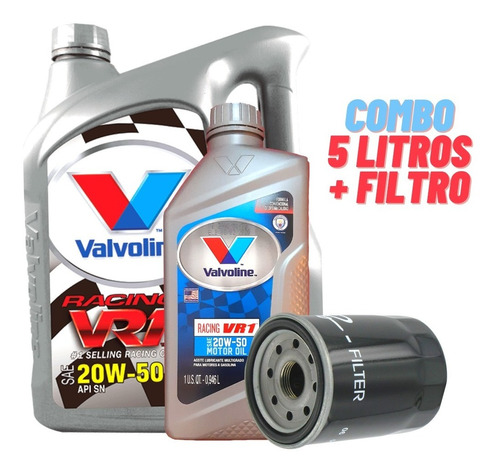 Aceite 20w50 Mineral Valvoline Pack 5lts + Filtro