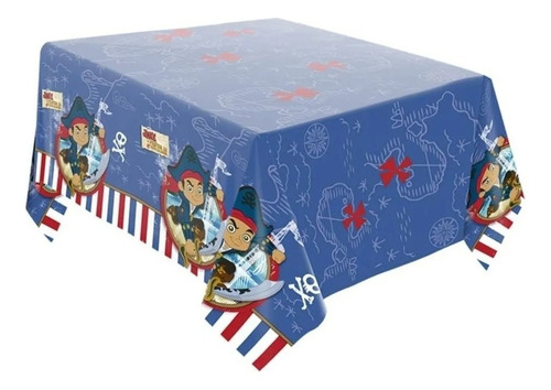 Toalha De Mesa Jake E Os Piratas - Medida 1,80 M X 1,18 M Cor Azul Jake Os Piratas