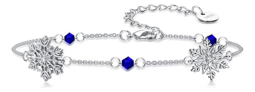 Aoboco Pulsera De Copo De Nieve Para Mujer De Plata De Ley 9