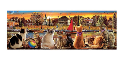 Imagen 2 de 5 de Puzzle Rompecabeza 1000 Pzs Gatos En El Embarcadero Panorama