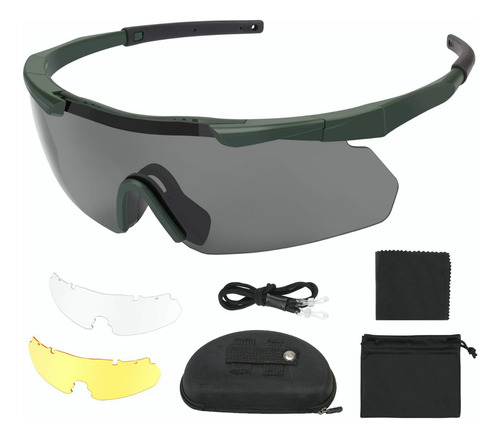 Gafas Goggles Táctico Tiro Uv400 Protección Con 3 Lentes