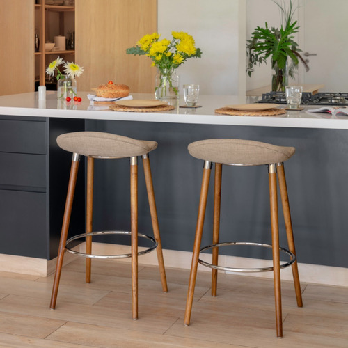 Banqueta Milo Wood Diseño Premium Tapizado Rossi