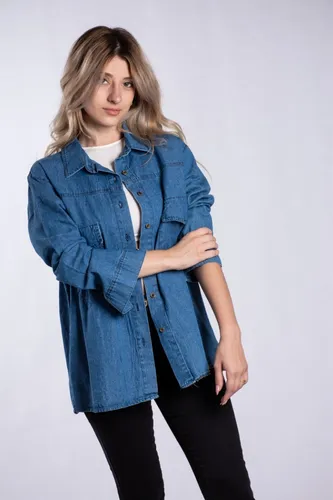 Camisas de jean largas para mujer sale