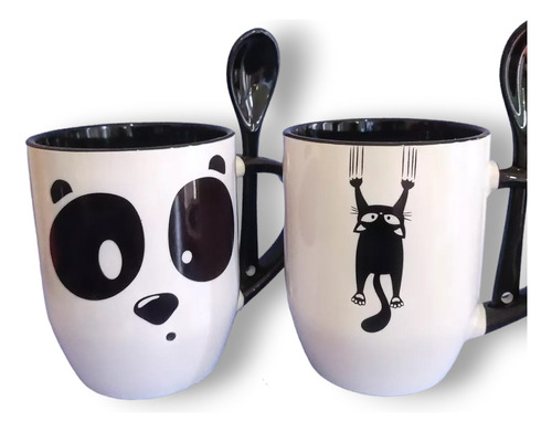 Taza Ceramica Con Cuchara,hermosos Y Delicados Modelos