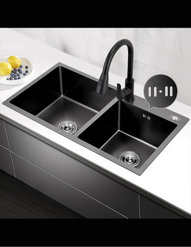 Esatto®kit Zwei Nn Tarja Negra Doble Fregadero Llave Desagüe Color Negro